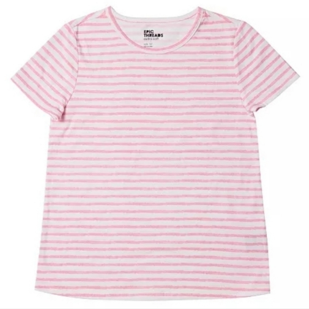 Big Girls Short Sleeve Striped Large